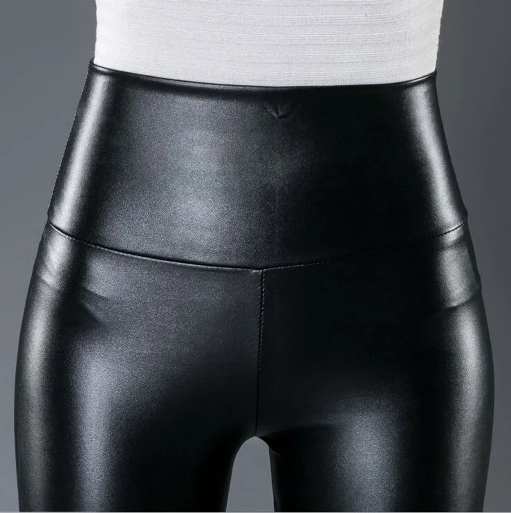 2018 Autumn Winter Women High Quality PU Leggings Female Faux Leather High Waist Elastic Pencil Pants Bottoms Woman lululemon leggings