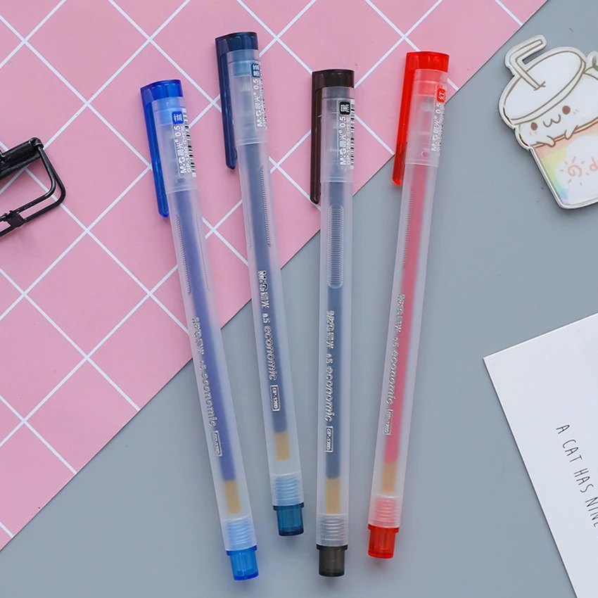 

0.5mm Gel Pen Creative Frosted Signature Pen Black/Red/Blue/Ink-Blue Color Replaceable Refill for Students School Office Supply