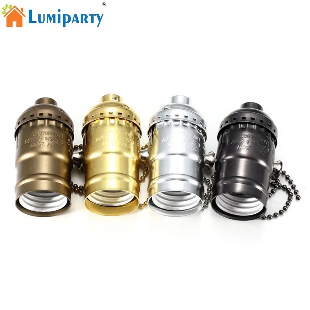 LumiParty E26 E27 ретро Эдисон светильник держатель лампы с цепным переключателем