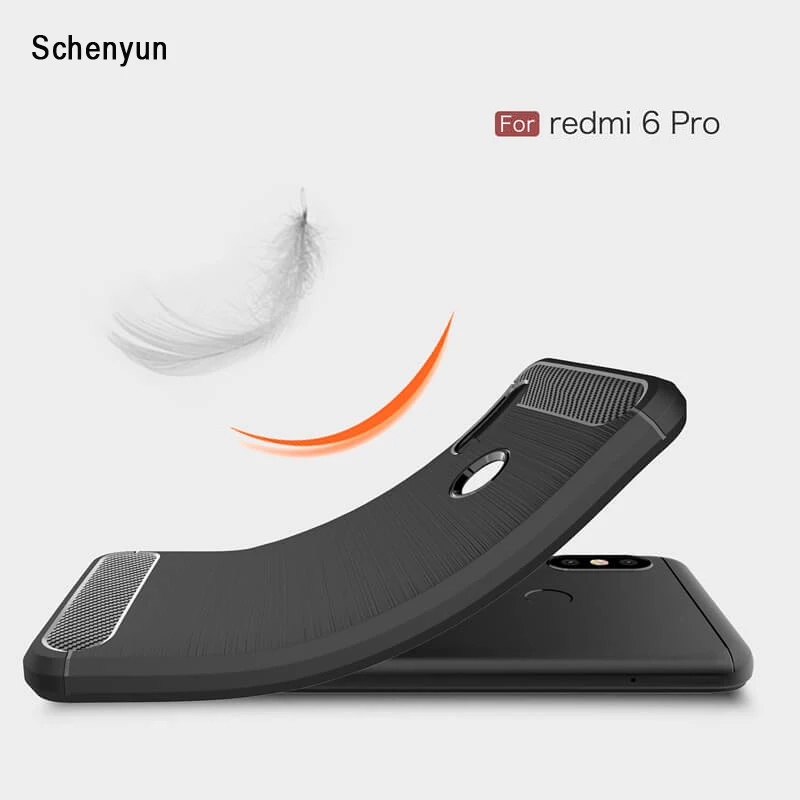 buy Fashion Soft Silicone Phone Case For Xiaomi Redmi 6 6Pro Carbon Fiber Texture TPU Back cover Coque for Redmi 6A A2 Lite case