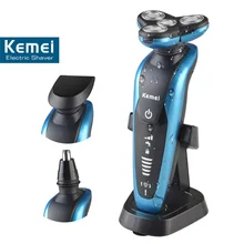 T123 kemei 3 in 1 washable rechargeable electric shaver men shaving machine nose trimmer barbeador 3D beard shaver razor