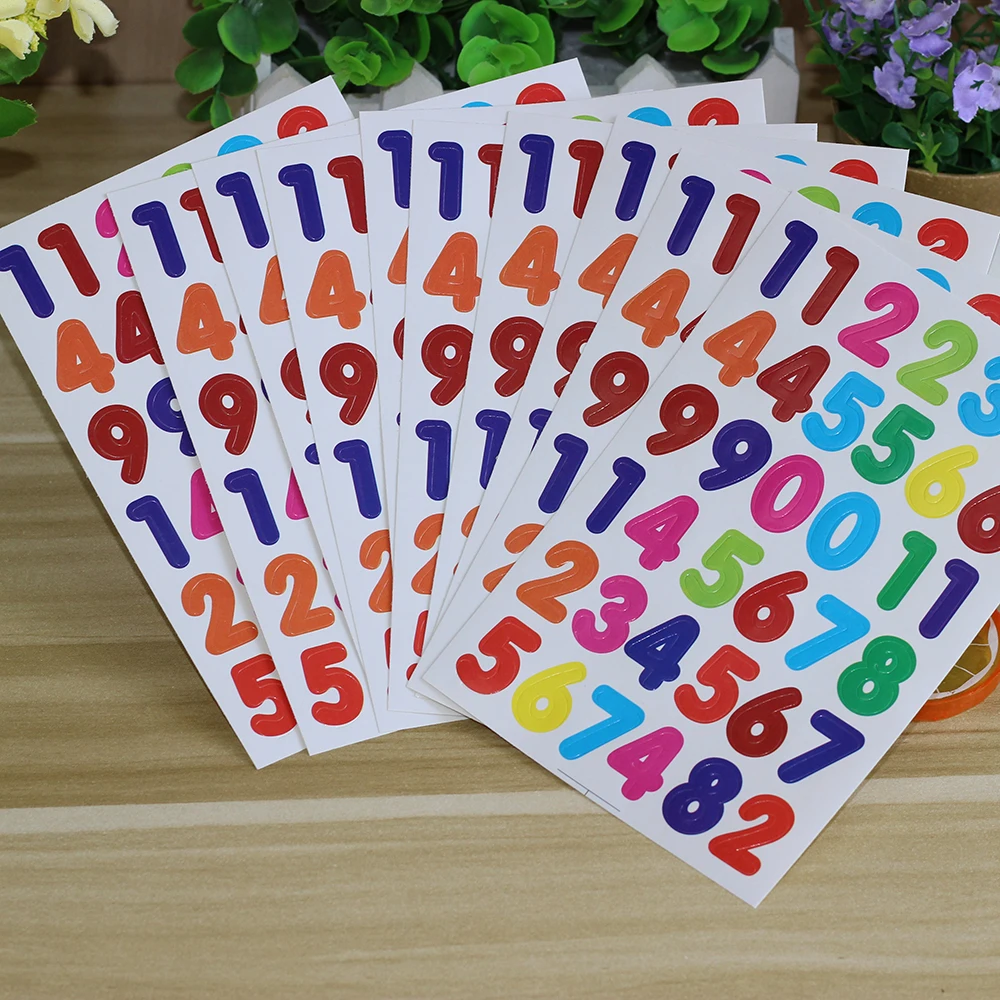 10 Sheets A Pack Number Stickers Labels for Scrapbooking Decoration Diary Planner Photo Albums Exercise Books Digits Stickers