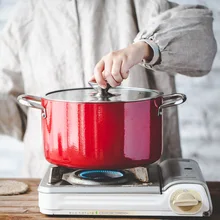 Эмаль большой горшок ухо из нержавеющей стали рагу суп горшок утолщенный бытовой горячий горшок электромагнитная печь общая плита плоское дно