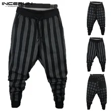Зимние штаны в полоску шаровары Штаны Для мужчин Мешковатые Свободные джоггеры тренировок трек эластичные манжеты S-5XL INCERUN Для мужчин брюки