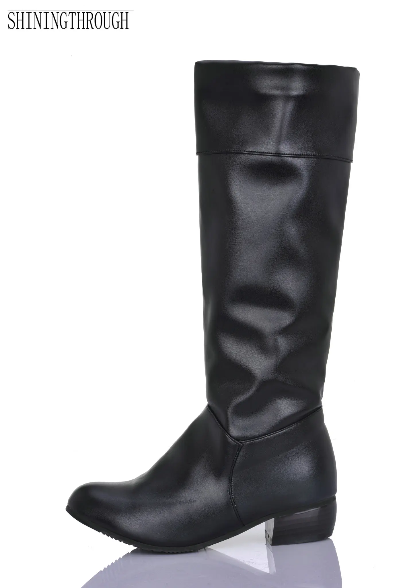 

2018 New fashion knee high boots winter women boots warm snow boots casual low heel shoes woman Students' shoes