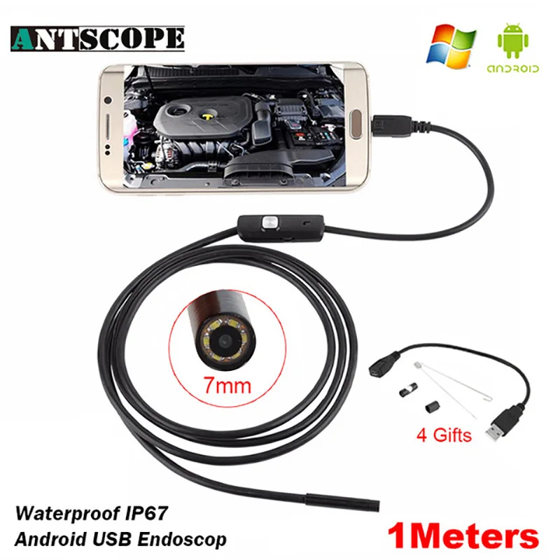 

Antscope 7mm/5.5mm 1M Mirco USB Endoscope 2m 6LED Endoscope Camera Android Waterproof Pipeline PCB PC Inspection Mini Camera