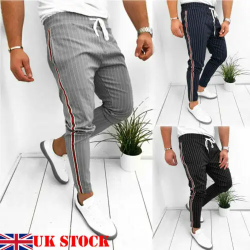 

Stylish Hot Sale Men Striped Lace-up Casual Ankle-lengths Pencil Pants Summer Daily Comfortable Slim Fit Long Trousers S-XXL