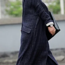 Осень, новые продукты, дизайн, Брендовое качество, хлопок, лен, женский плащ свободного кроя, большие размеры