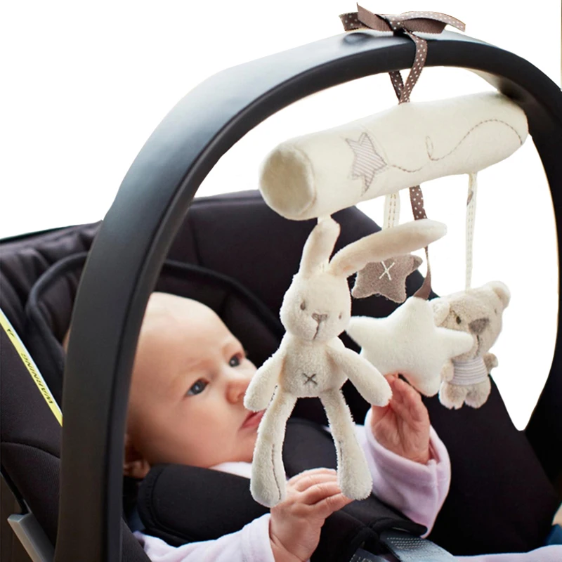 Rabbit baby hanging bed safety seat plush toy Hand Bell Multifunctional Plush Toy Stroller Mobile Gifts WJ141