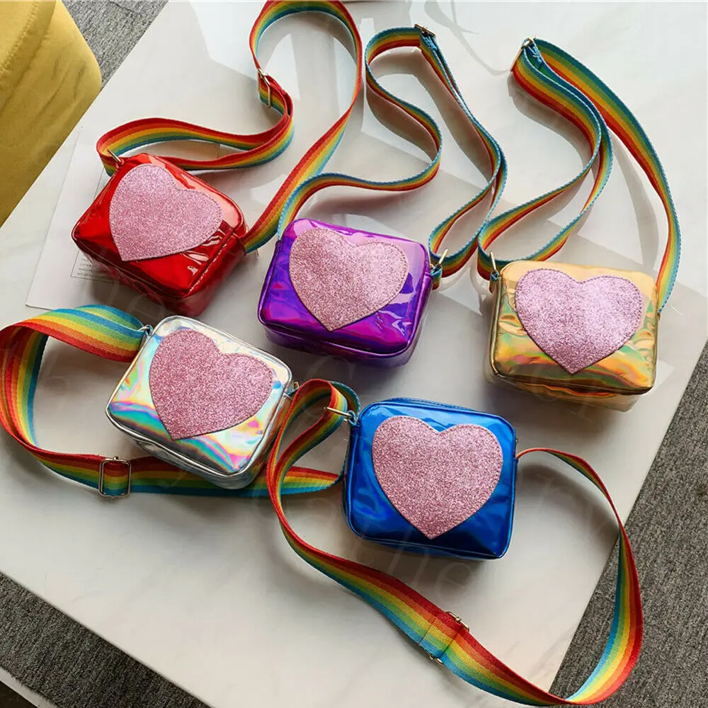 

2019 New Coin Purse Bag For Girl Handbag Children Wallet Kid Shoulder Bag Fashion Laser Heart Bag Baby Mini Crossbody Bag