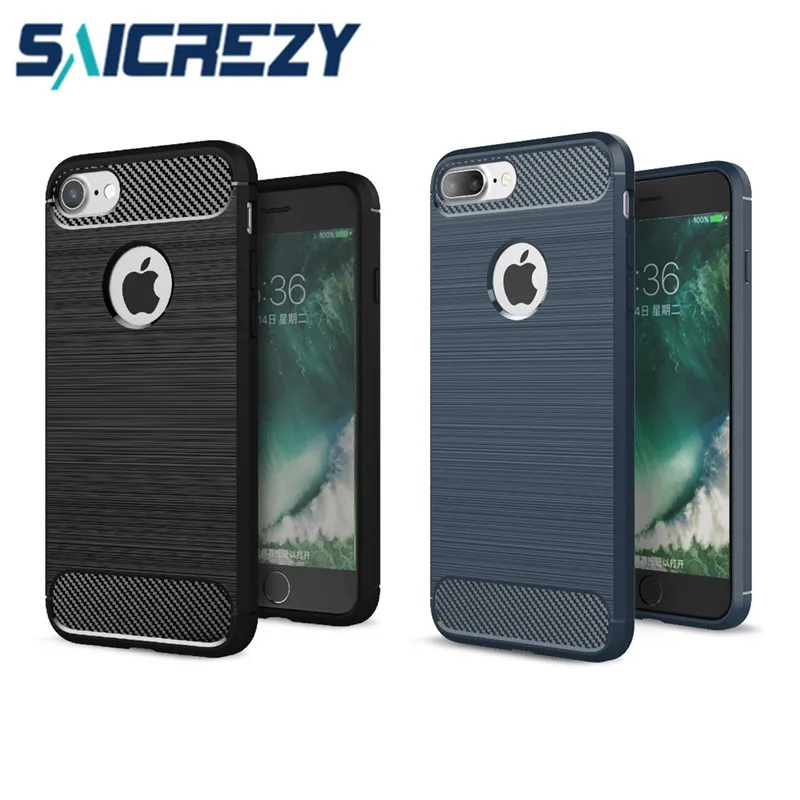 

Luxury Shockproof bumper Phone Cases For iPhone 7 case soft TPU Carbon fiber protect phone back cover for iphone 7 plus 7 case