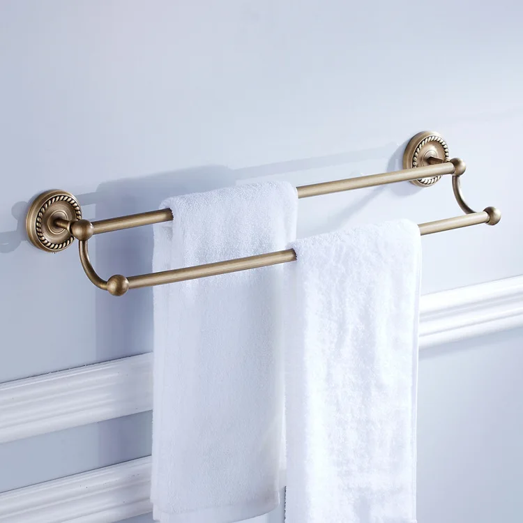 

Retro Bathro0m Accessories Set 60cm Towel Bars Wall Hanging Bathroom Hardware Set Double Wall Towel Holder Rail