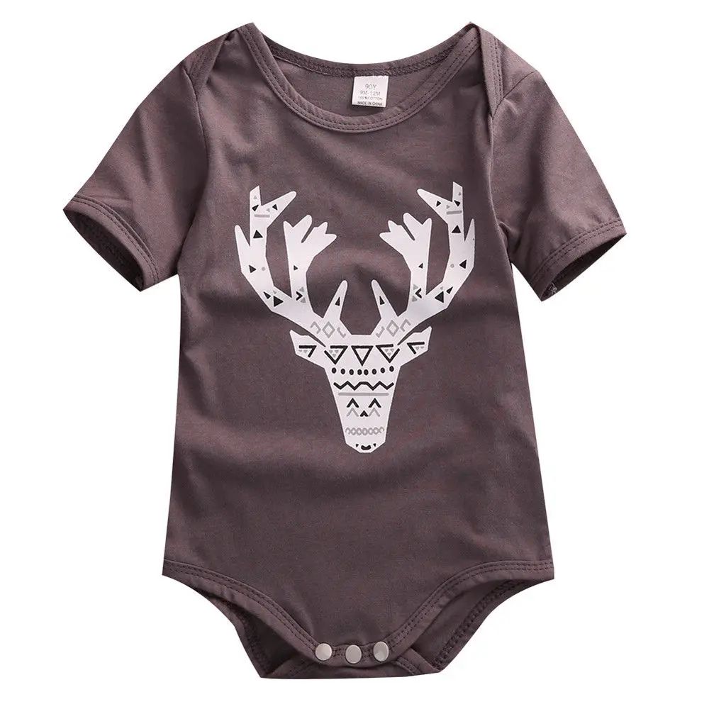 

2018 Fashion Summer Deer Cute Top Baby Kids Boy Girl Infant Jumpsuit Bodysuit Cotton Clothes Outfit Set