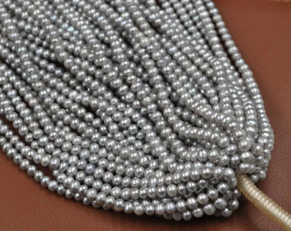 

wholesale 10 strands 5-6mm gray cultured pearl loose strings oval free shipping