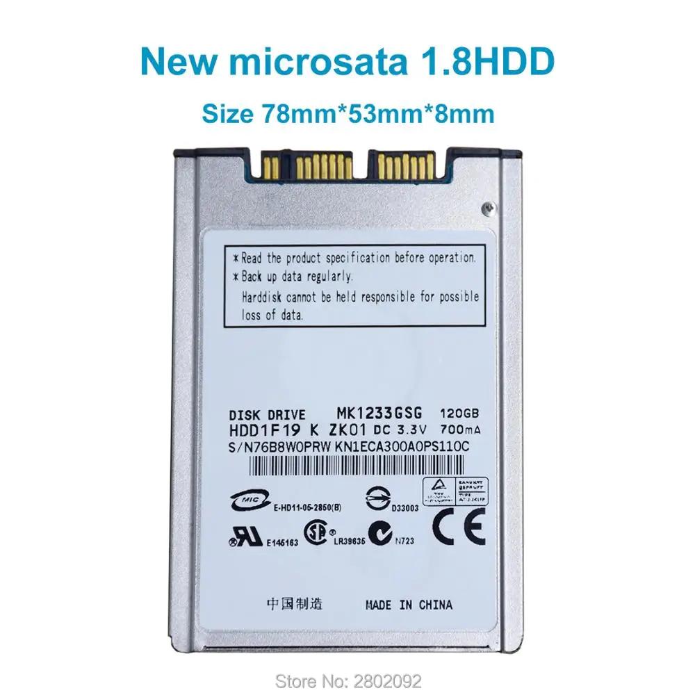 Новый 120 Гб HDD 1 8 &quotмикроsata MK1233GSG для HP 2740p 2730p 2530p 2540p IBM x300 x301 T400S T410S замена MK2529GSG