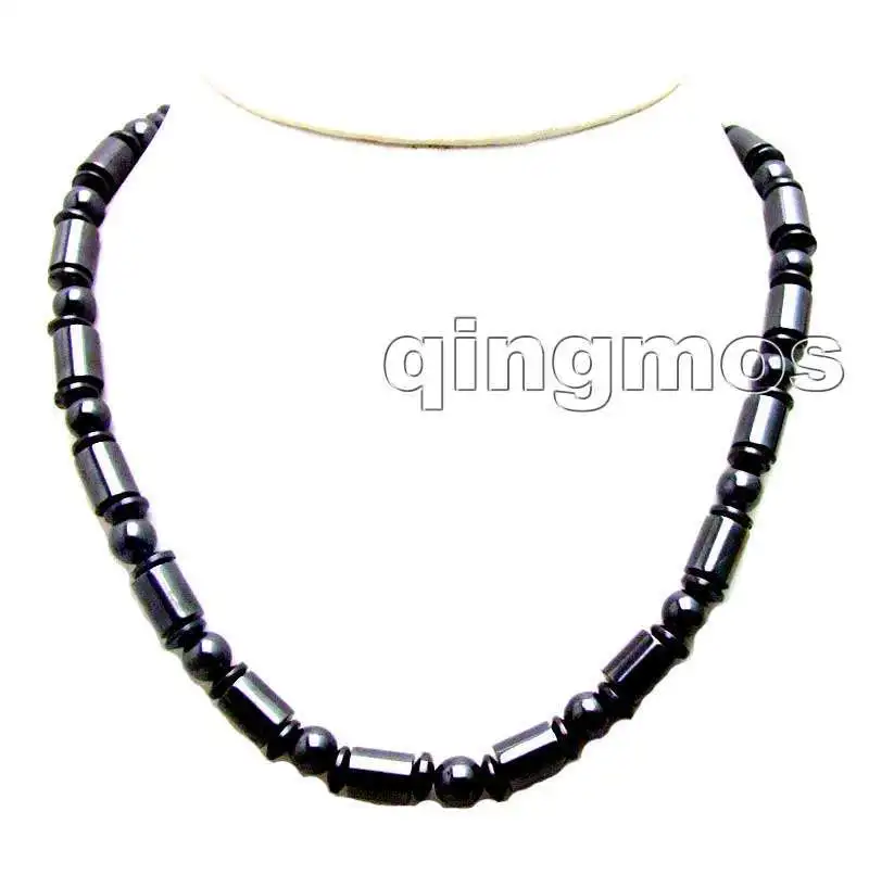 

SALE Big 8mm cylinder Shape Black natural Hematite 18" Man's necklace with magnet clasp -nec5732 Wholesale/retail Free ship
