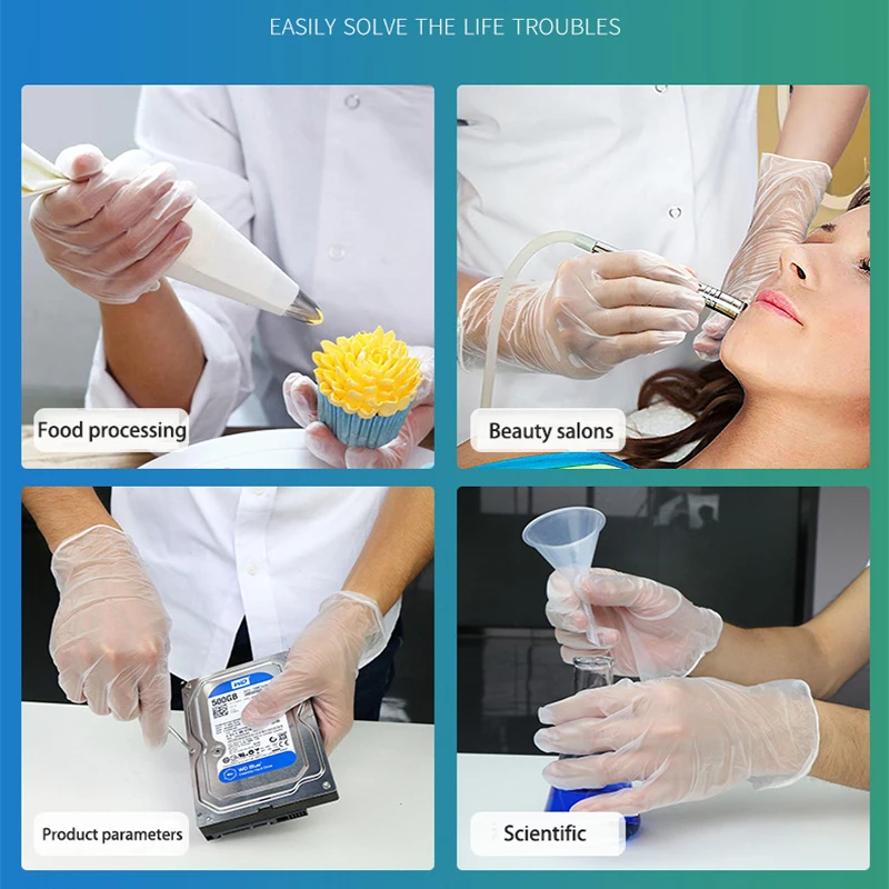 Transparent Disposable PVC Gloves 50/100 PCS for Home Cleaning