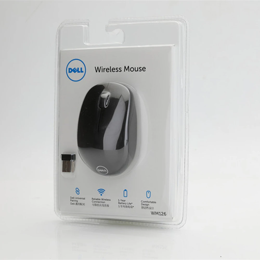 DELL WM126 2,4 ГГц Беспроводная оптическая USB МЫШЬ ЭРГОНОМИЧНАЯ игровая мышь для ноутбука ПК Компьютерные мыши