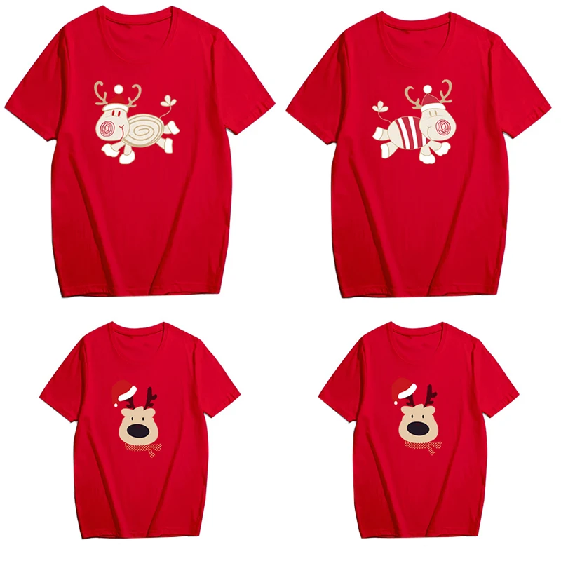 

Christmas deer Family Look Family Matching Outfits T Shirt Mother Daughter Dad Mom Baby Family Suit Father Son Clothes