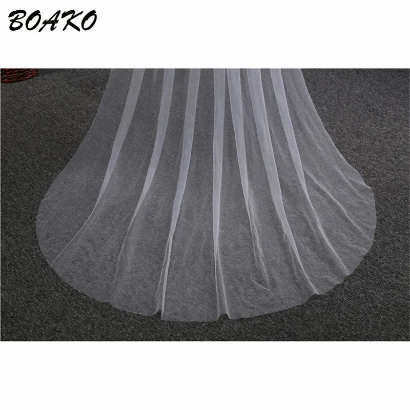 BOAKO 2 Meters White Ivory Cathedral Wedding Veils Long One Layer Bridal Veil with Comb Voile Mariage Cheap Wedding Accessories BOAKO 2 Meters White Ivory Cathedral Wedding Veils Long One Layer Bridal Veil with Comb Voile Mariage Cheap Wedding Accessories