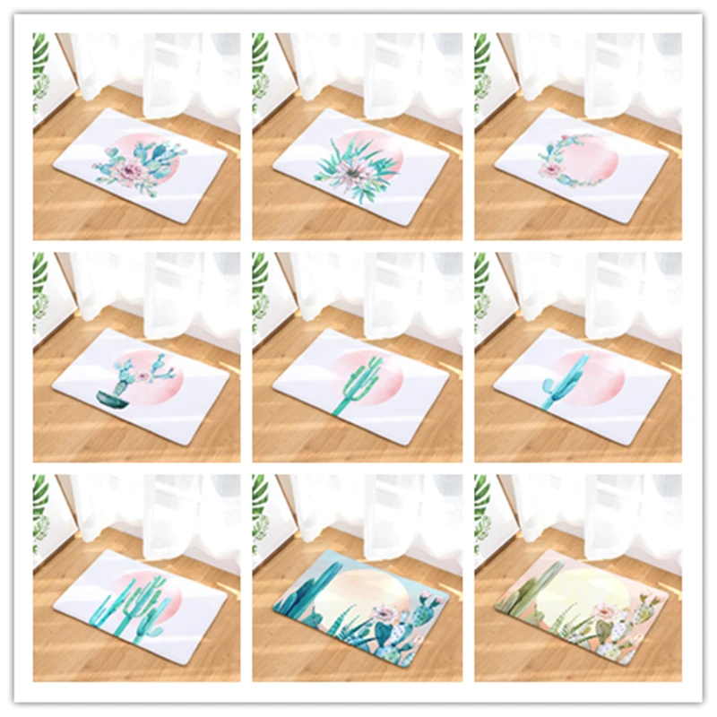 

Nordic style Cactus mat bedroom rug kitchen bathroom mat rectangular door mat