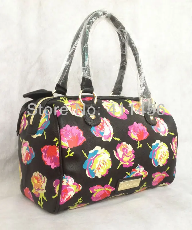 

New Fashion women black  Gorgeous roses handbags mit bowknot bags PU bags sequins Fashion women handbag