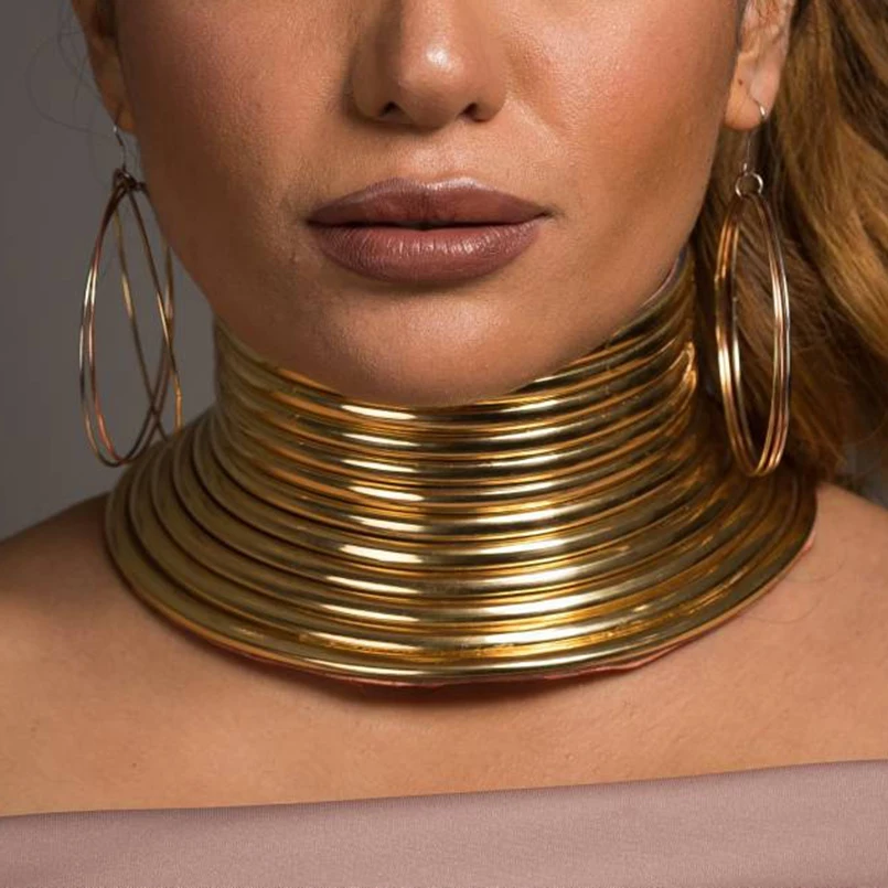 Vintage Statement Choker Necklaces Women African Long Neck Collar Necklace