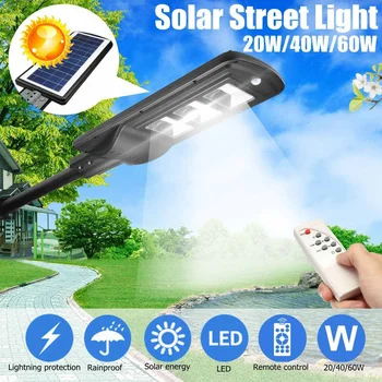 

60W/40W/20W Solar Powered LED Wall Street Light PIR Motion Outdoor Solar Lamp+Switch for home garden courtyard use
