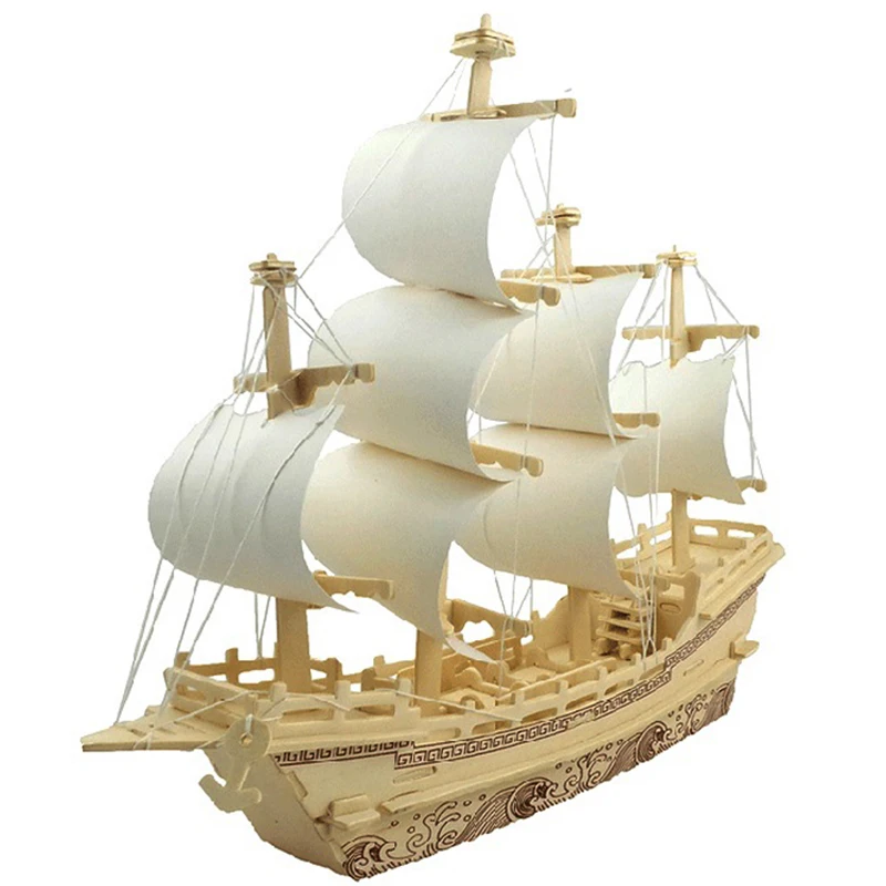 

1/3pcs 3D Wood Puzzle Jigsaw DIY Model Kids Toy Small Sailboat Sailing Boat Ship Building Model Toys Gift For Children Adult