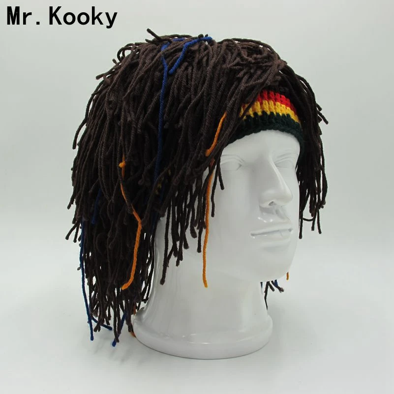 Mr Kooky Bonnet De Perruque Rasta Fait A La Main Pour Hommes Chapeau Chaud Gorro Halloween Noel Anniversaire Drole Fete Aliexpress