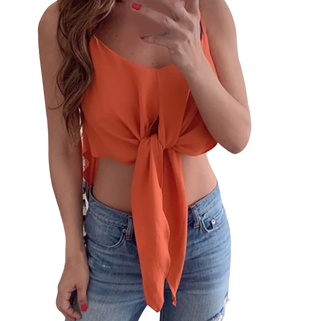Orange JAYCOSIN, женская одежда,, майки, женская сексуальная майка с v-образным вырезом, пуловер, жилет, топы, Обрезанные, camiseta mujer 411 - Цвет: Orange
