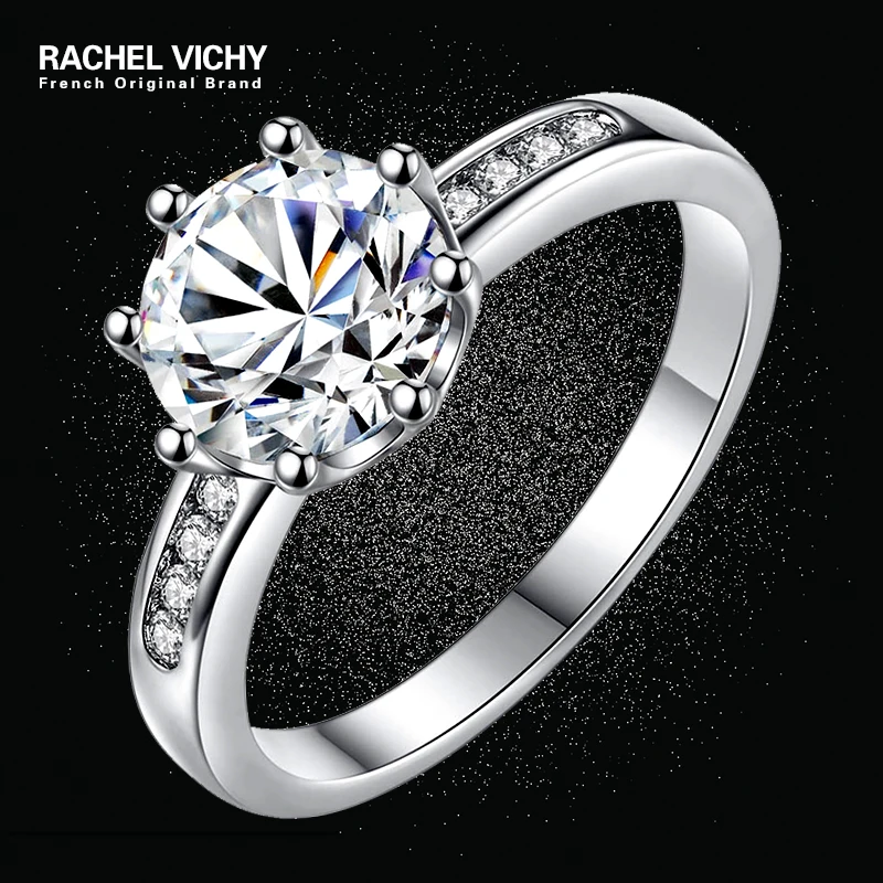 

RACHEL VICHY Fashion Classic Zirconia Rings For Women Engagement Wedding Party Ring Fine Jewelry New 2018 Crown Austrian R21