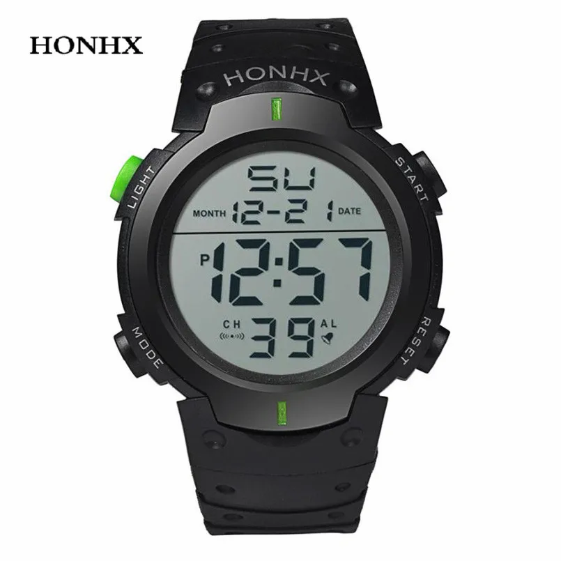 HONHX Топ Модный бренд мужские часы светодиодный мужские роскошные повседневные часы мужские водонепроницаемые спортивные цифровые часы relogio masculino saat - Цвет: Green