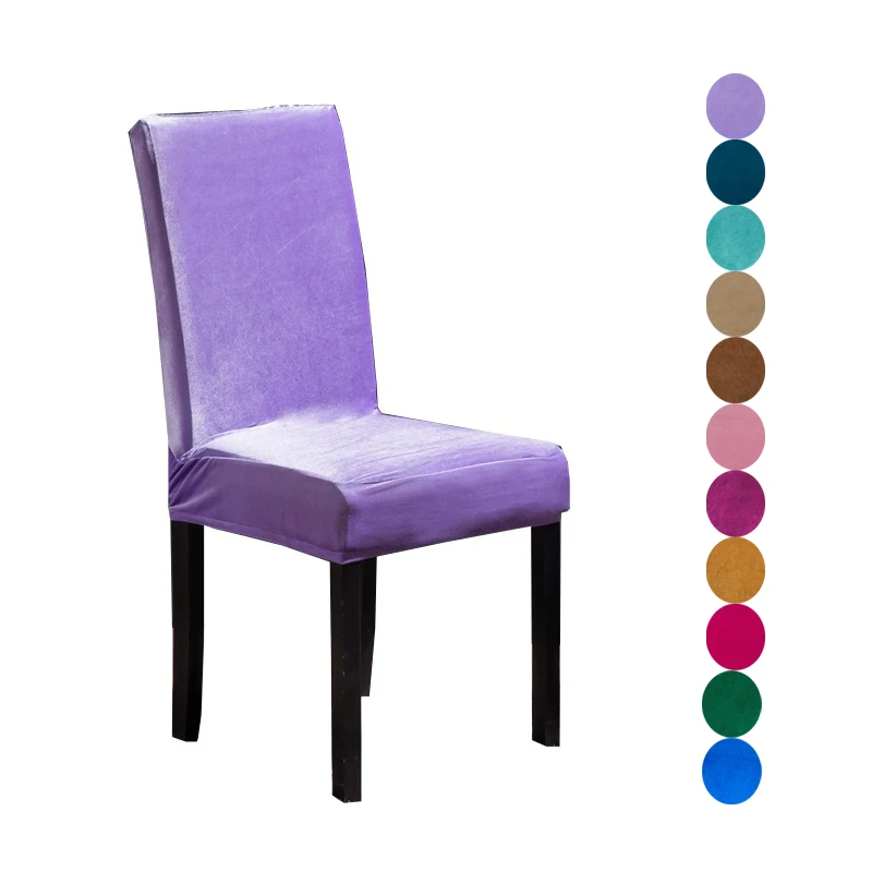 

Silver fox velvet Solid Colors Flexible Stretch Chair Cover For Wedding Party Elastic Multifunctional Dining Covers Home Decor