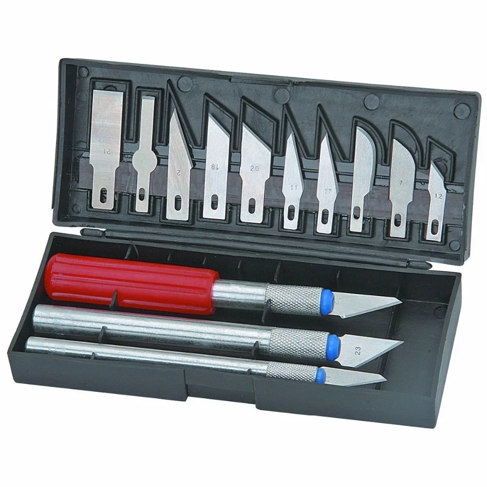 

16pc Exacto Style Multi-function Hobby Knife Crafts Carving Cutter Graver Sculpting Art Tool Set(13 Blades+3 Handle)