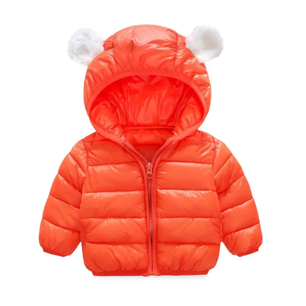 Зимние куртки модная верхняя одежда с ушками для мальчиков и девочек одежда для маленьких девочек куртка с капюшоном для девочек, хлопковые парки - Цвет: orange