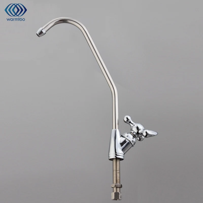 

1/4" Ceramic Core Gooseneck Water Purifier Faucet Reverse Osmosis RO Drinking Water Filter Faucet External Chrome Plating