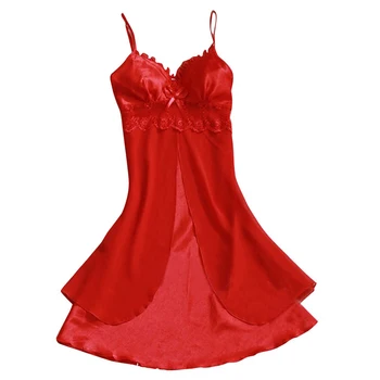 

MCGS 2017 NEW Women's Lace Lingerie Nightgown Babydoll Strap Sleepwear -Red