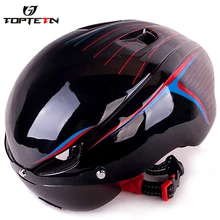 Toptotn с очками очки Mtb велосипед Велоспорт Шлем Bicicleta Capacete Casco Ciclismo Para Сверхлегкий объектив велосипедные шлемы