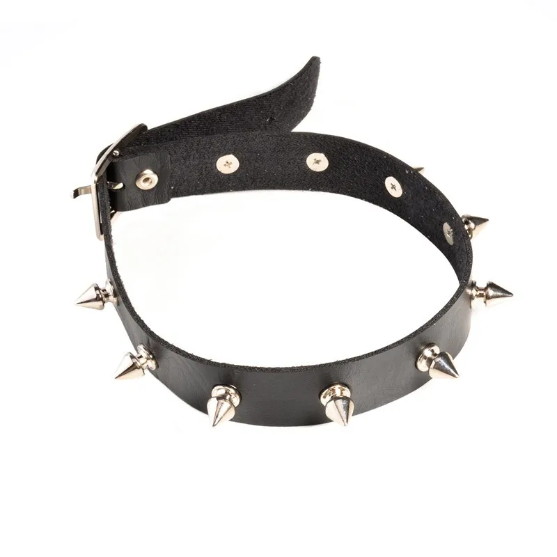 

Punk Gothic Black Leather Spike Rivet Buckle Choker Collar Necklace Unisex Neckband Vintage Short Necklace Jewelry