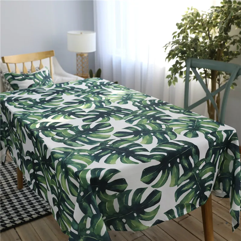 

New Tablecloth Table Cover Rectangular Dinning Table Cloth for Home Green Tree Leaf Leaves Parttern manteles bordados de mesa