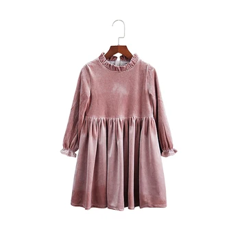 

Kids Winter Long-Sleeve Dresses Age For 4-14 Yrs Teenage Girl Velvet Elegant Evening Party Gown 2018 Autumn School Child Clothes