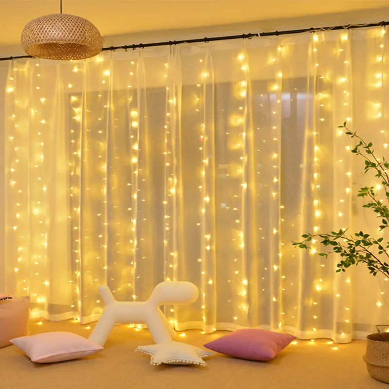 300 LEDs Christmas Holiday Lighting String 18W 3x3M 8 Modes New Year Decoration Fairy Copper Wedding Party Curtain String Lamps 300 LEDs Christmas Holiday Lighting String 18W 3x3M 8 Modes New Year Decoration Fairy Copper Wedding Party Curtain String Lamps
