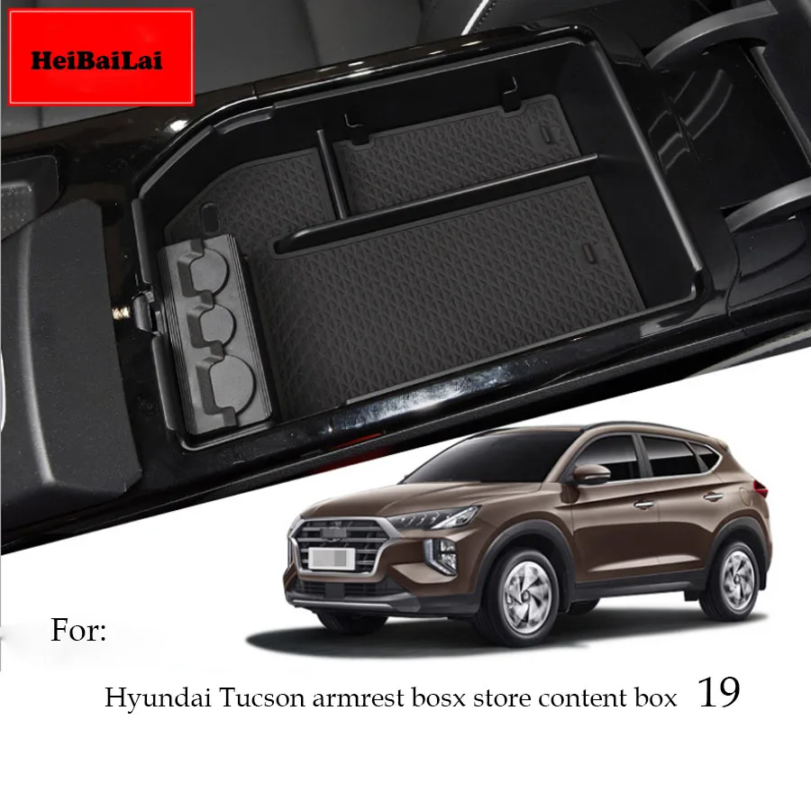 

Car Central Armrest Storage Box Container Holder Tray for Hyundai Tucson 2019
