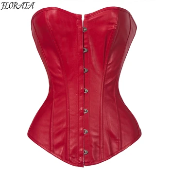

New Corset Sexy Black Red Corset Faux Leather Overbust Lace up Steampunk Clothing Top Shaper Plus Size Waist Trainer