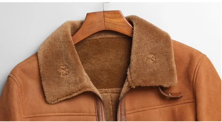 AYUNSUE мужская куртка из натуральной кожи Зимний натуральный мех овчина пальто для мужчин винтажные шерстяные пальто jexxi Высокое качество xxxl KJ834