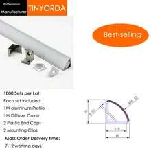 Tinyorda 1000 шт.(длина 1 м) светодиодный профиль Alu светодиодный профиль канала для 10 мм Светодиодные полосы света 1 м светодиодный профиль Alu профильный кабельный канал