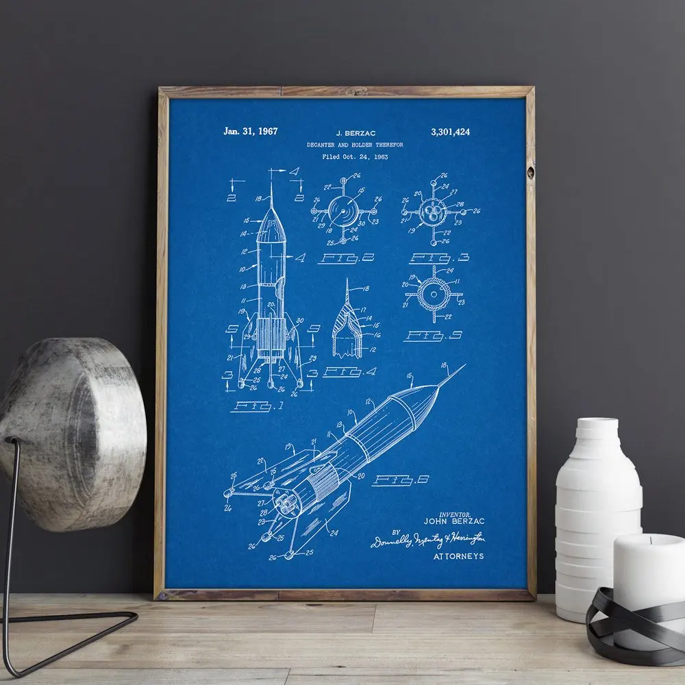 Патент на космический корабль Rocket Ship искусство стену постеры декор помещения