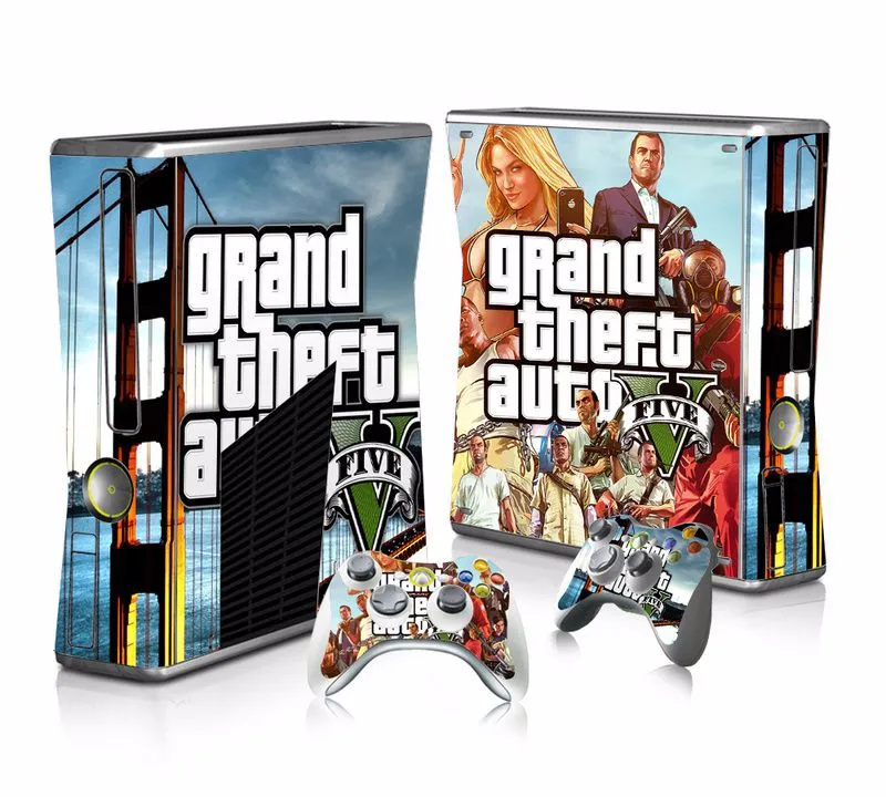 GTA-V виниловая Защитная пленка для microsoft xbox 360 Slim и 2 контрольные наклейки s для xbox 360 SLIM