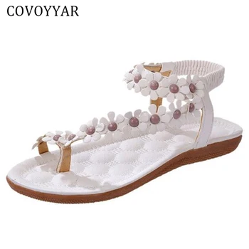 

2019 New Bohemia Flowers Sandals Floral Flat Women Shoes Flip Flops Summer Beach Fashion Casual Shoes Slip On WSS16